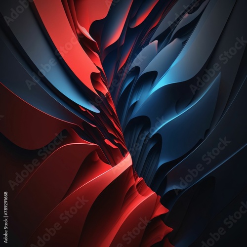 3d rendering of abstract wavy background with red and blue elements photo
