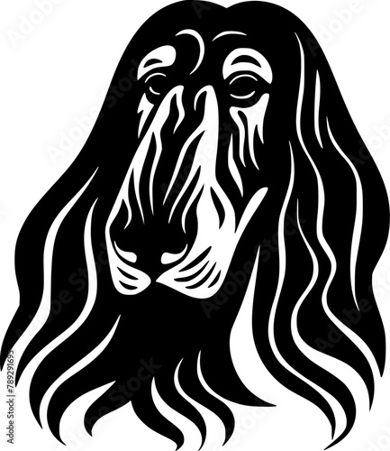 Afghan Hound - Black and White Isolated Icon - Vector illustration