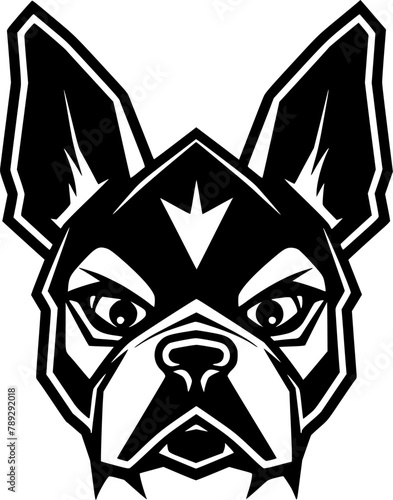 French Bulldog - Black and White Isolated Icon - Vector illustration