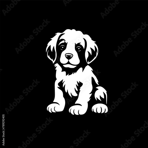 Puppy | Black and White Vector illustration