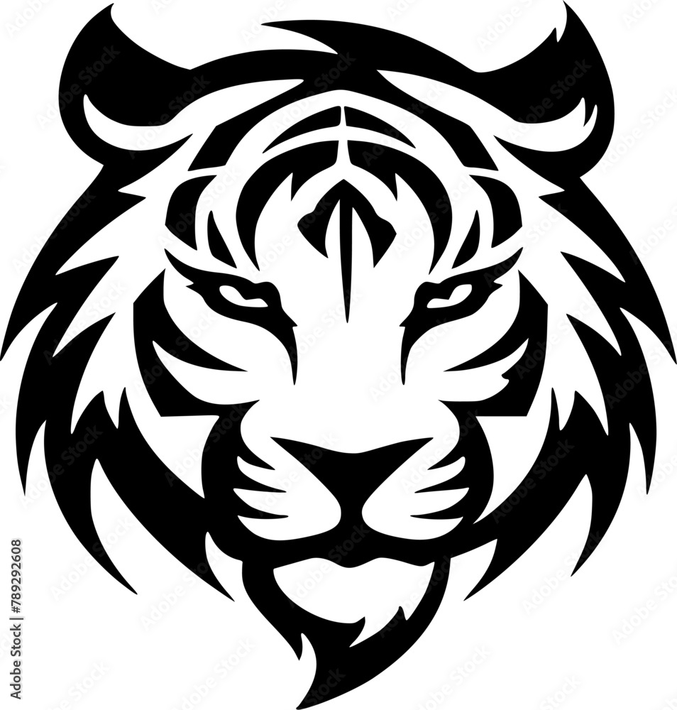 Tiger | Black and White Vector illustration Tiger | Black and White Vector illustration