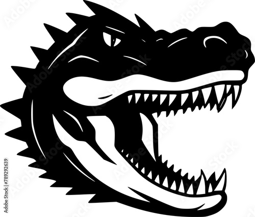 Alligator - Black and White Isolated Icon - Vector illustration