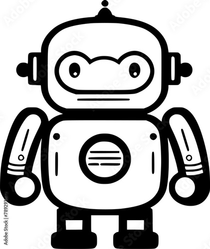 Robot - Black and White Isolated Icon - Vector illustration