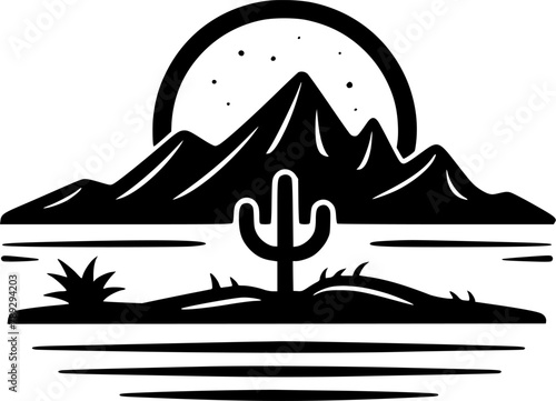 Desert - Black and White Isolated Icon - Vector illustration
