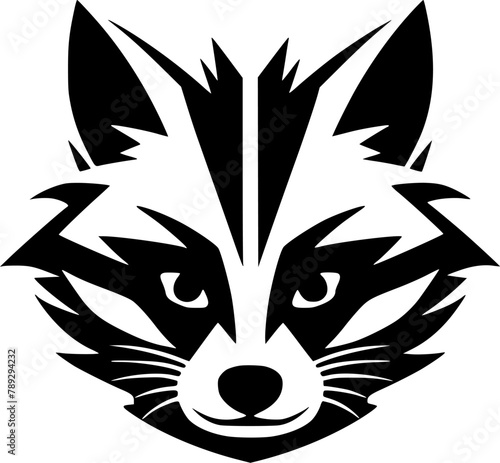 Raccoon - Black and White Isolated Icon - Vector illustration