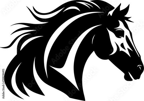 Horse - Black and White Isolated Icon - Vector illustration