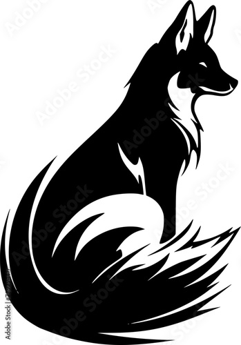 Fox - Black and White Isolated Icon - Vector illustration