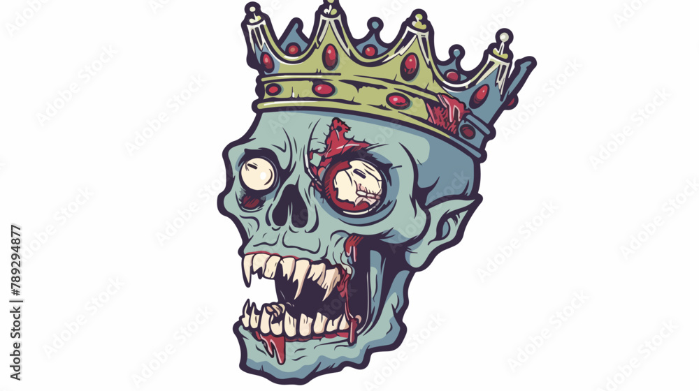 Zombie head wearing a crown vector clip art illustration