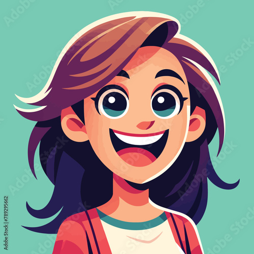 Illustration of a woman with a happy laughing expression