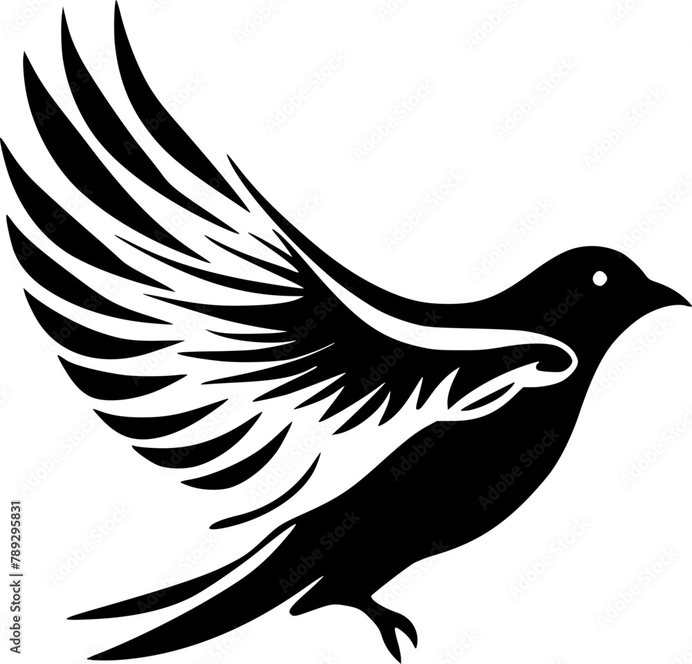Obraz premium Dove Bird - Black and White Isolated Icon - Vector illustration
