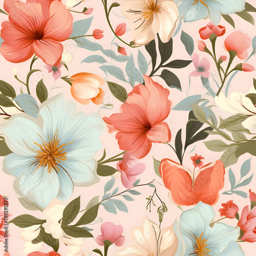 Seamless pattern with flowers. Floral background. Vector illustration.