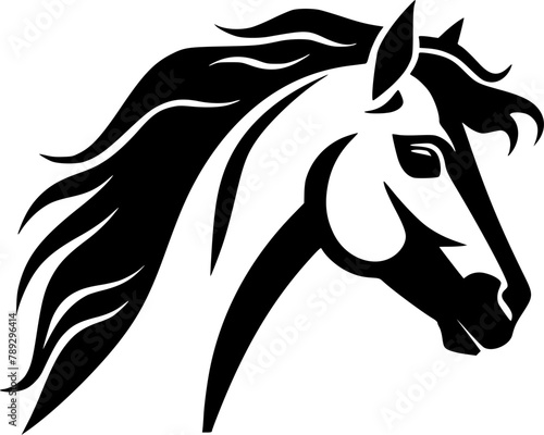 Horse   Black and White Vector illustration