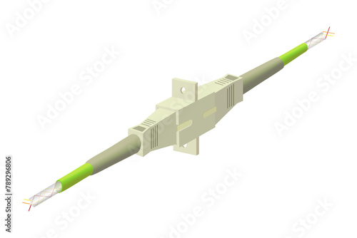Simplex multimode mode patch cord with SC connector. Isolated on white Background.