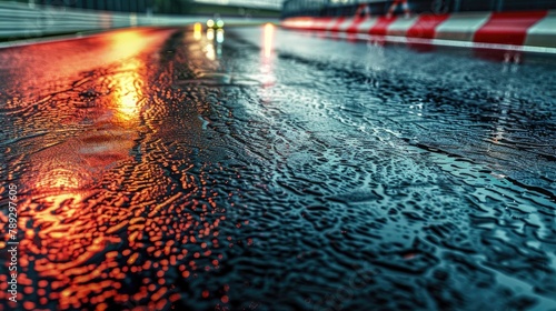 Close up wet road