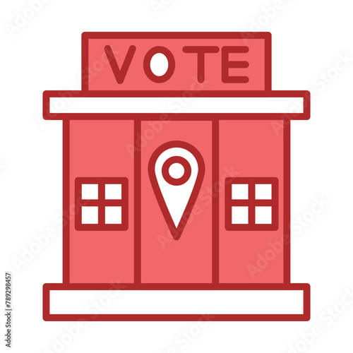 Polling place red line filled icon