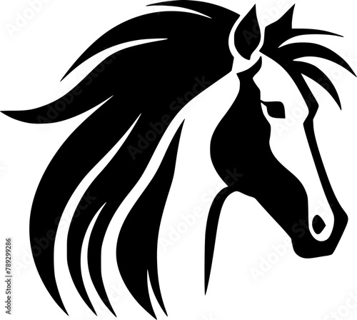 Horse - Black and White Isolated Icon - Vector illustration