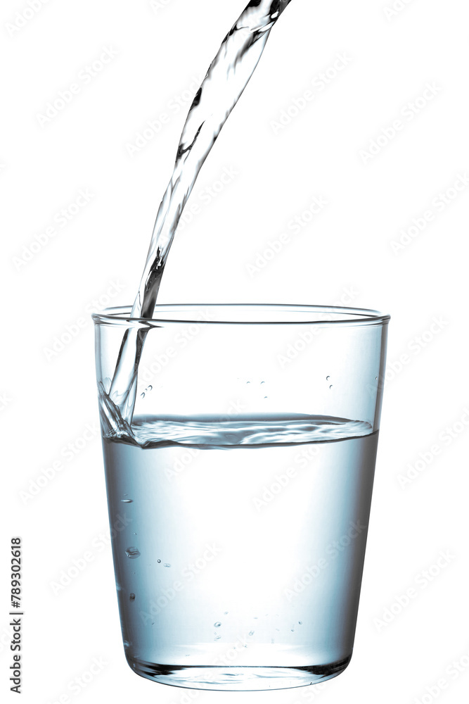 Macro shot of pouring water into a glass design element Macro shot of pouring water into a glass design element