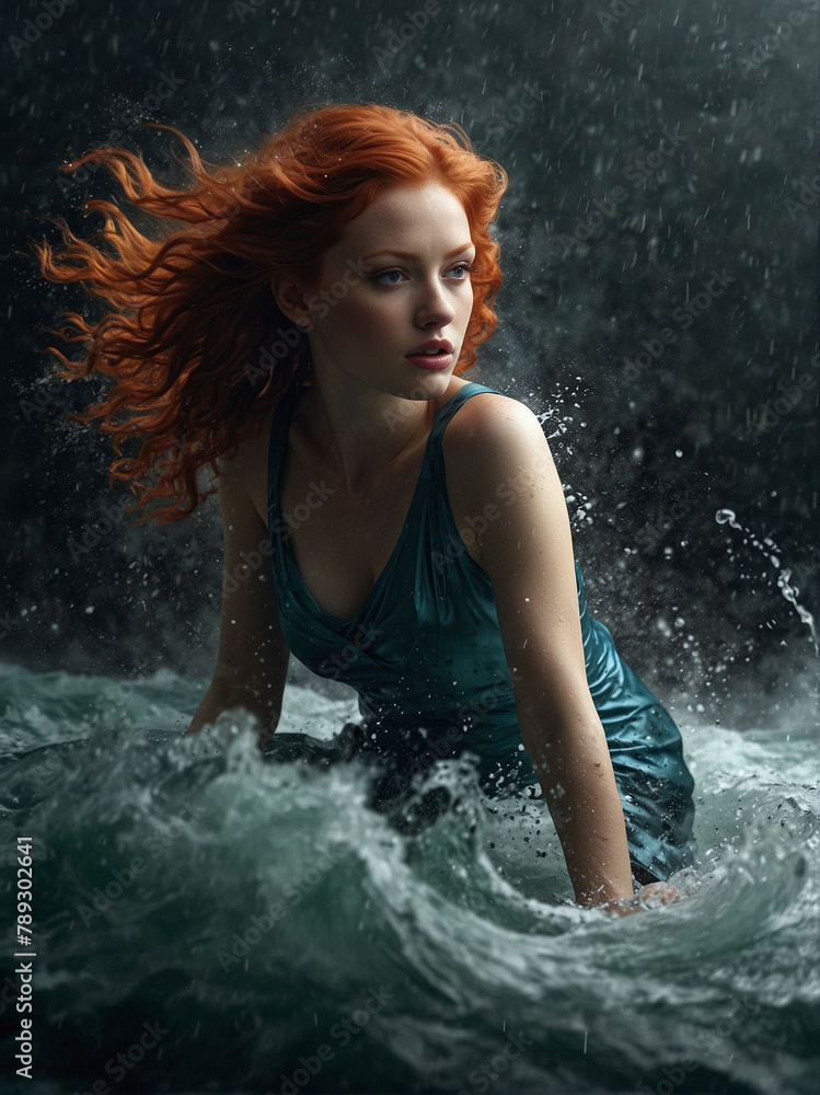 Fototapeta premium Bold and Beautiful Woman with Vibrant Hair in Fashion