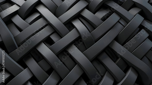 Black braided background, 3d rendering. Computer digital drawing.