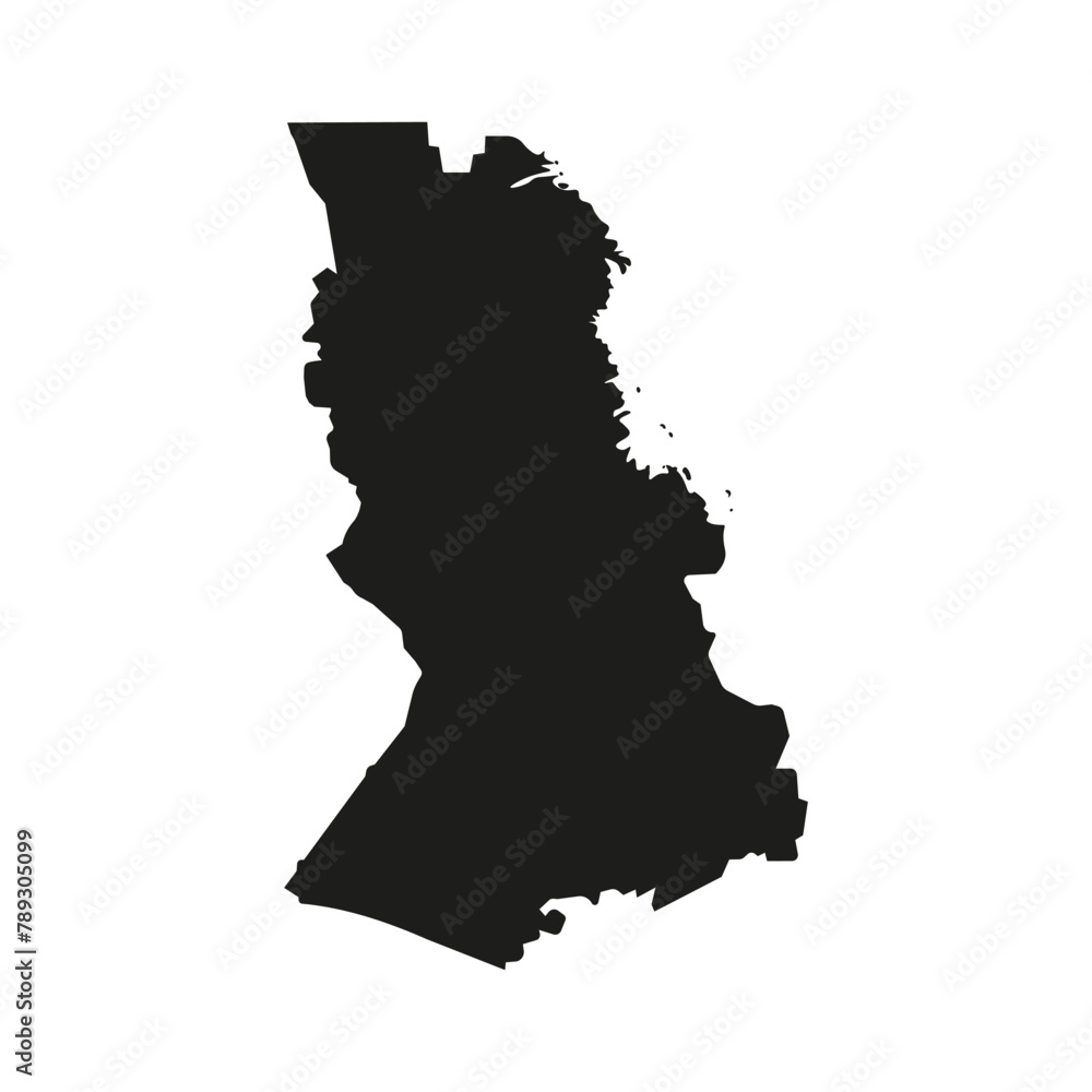 Vector isolated simplified illustration icon with black silhouette of Republic of Karelia, russian region, map. White background