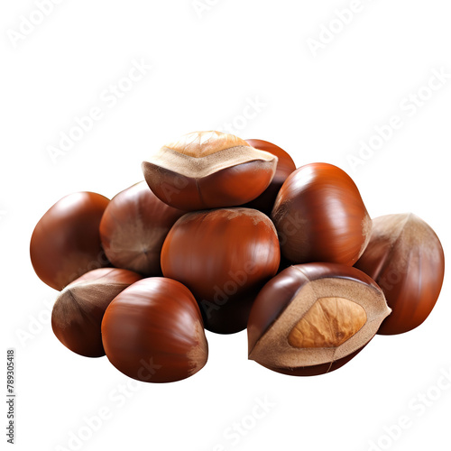 Natural Ozark Chinquapin Nuts Isolated On Transparent Background  photo