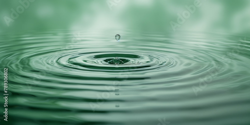 minimalist green round water rippes, drop of water