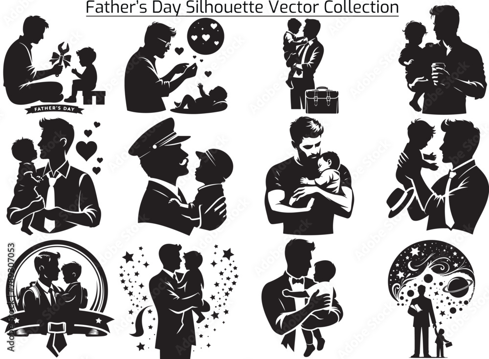 Father's Day Silhouette Vector Father's Day Silhouette Vector