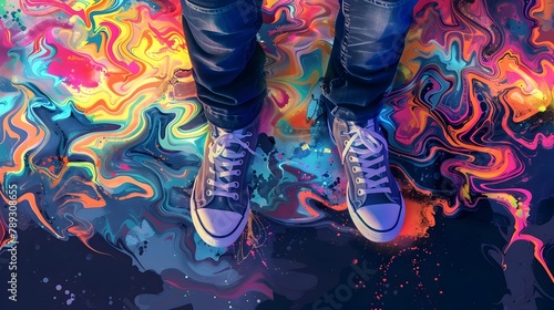 Captivating Expressionist Artwork Created by an s Feet in a Swirling Dance of Emotion and Color photo