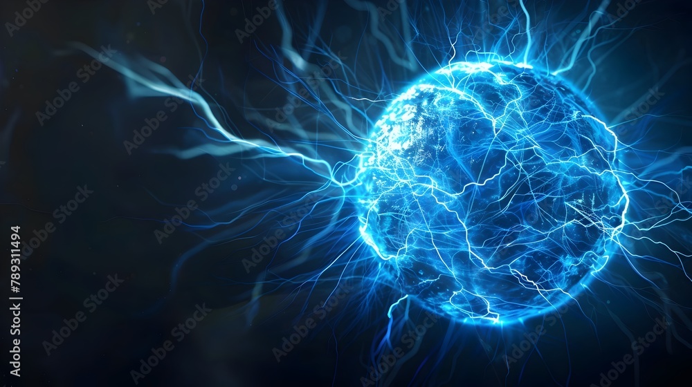 Glowing Blue Electric Orb Pulsing with Futuristic Energy