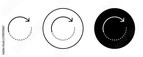 Rotate right vector icon set. refresh reload restart arrow button in black color.