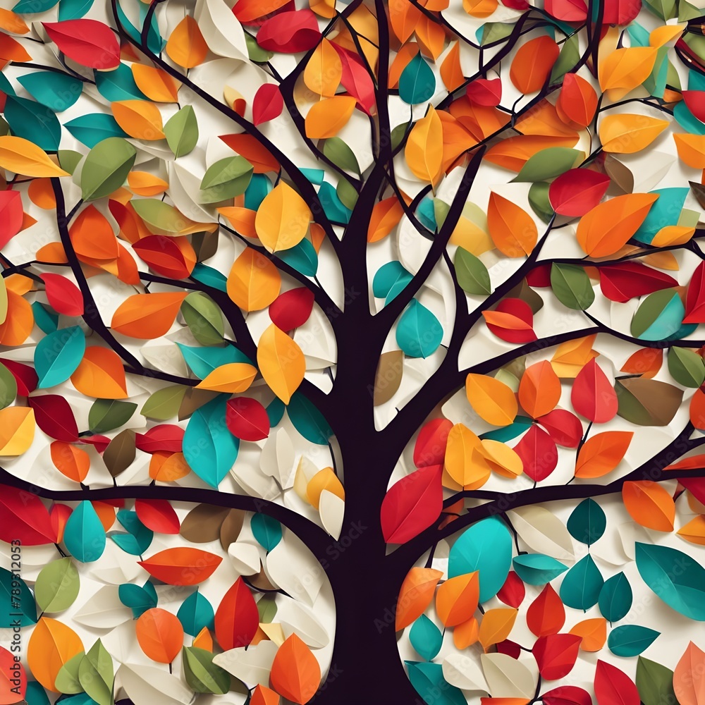 Paper Tree, Origami Tree, Abstract Autumn Tree Paper Tree, Origami Tree, Abstract Autumn Tree