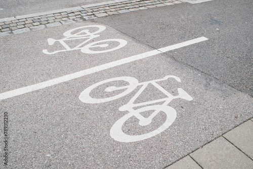 Painted Bicycle Lane on the Side of Road