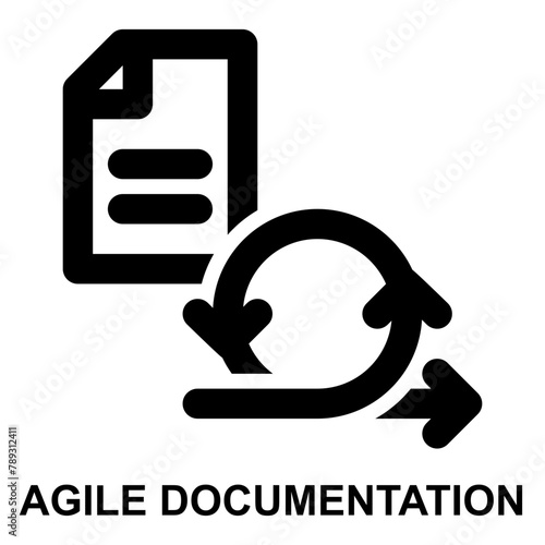 documentation, agile, agile documentation, data, information, requirement expanded agile outline icon for web mobile app presentation printing