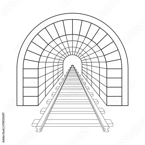 Railroad tunnel vector design isolated on gray background. Vector illustration EPS 10.
