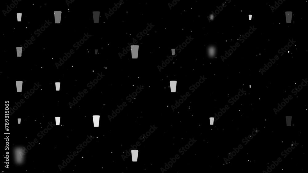 Template animation of evenly spaced paper coffee cups of different ...