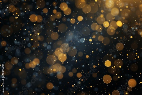 abstract bokeh background in black gold and yellow blurred lights effect