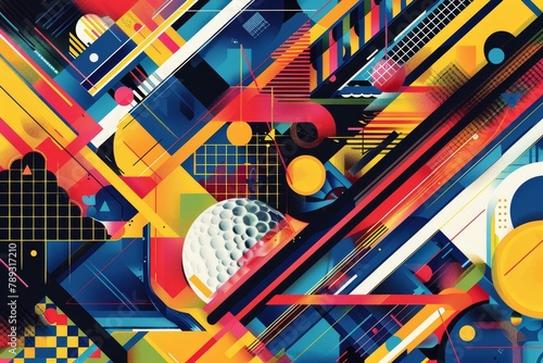 abstract golf tournament poster colorful geometric shapes generative ai art