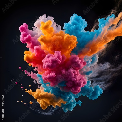 Abstract Colorful Smoke, colorful Powder Color Explosion, Colorful Rainbow Holi Paint Color Powder Explosion Isolated With White Background 