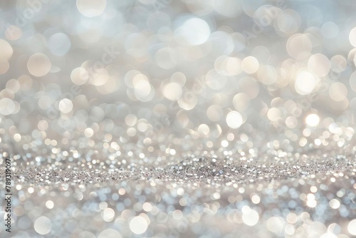 abstract silver and ivory bokeh lights on blurred background defocused photography