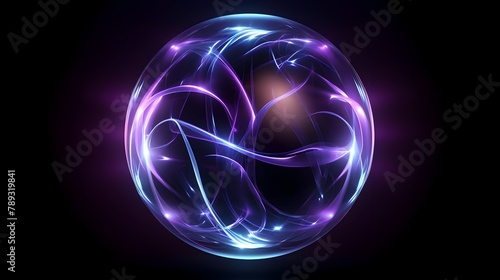 Luminescent Electromagnetic Plasma Orb - Pulsating Blue and Purple Energy Field in Futuristic Sci-Fi Landscape