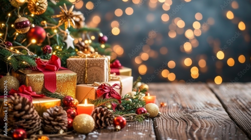 Merry Christmas and Happy New Year background with gift boxes Merry Christmas and Happy New Year background with gift boxes