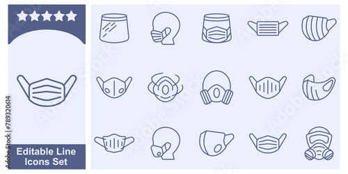 Medical face mask set icon symbol template for graphic and web design collection logo vector illustration