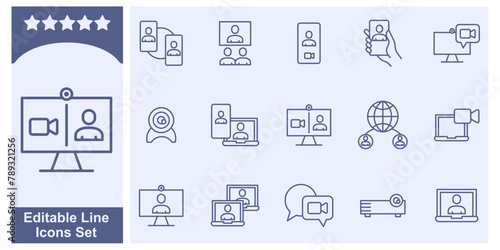 Video Conference set icon symbol template for graphic and web design collection logo vector illustration