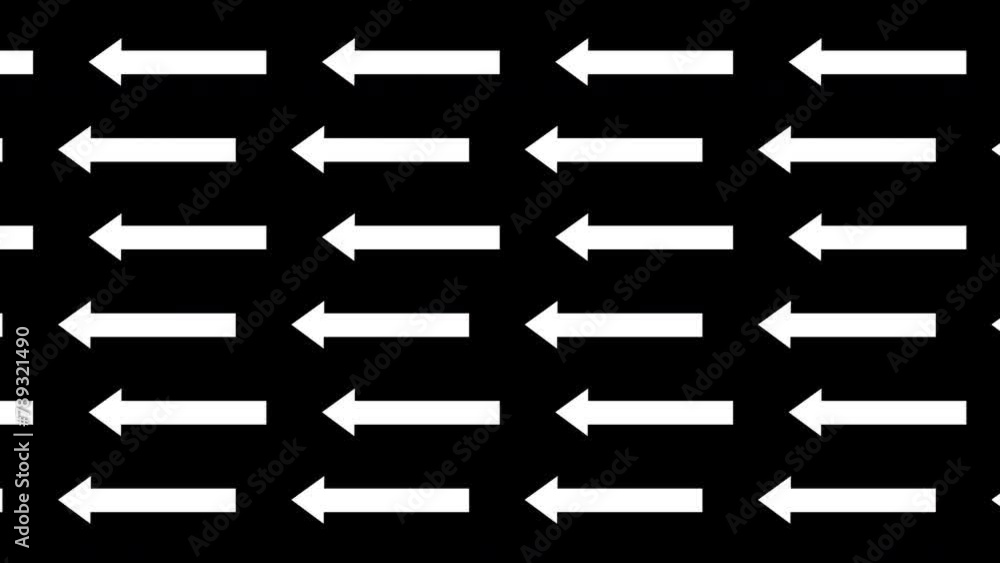 Guiding flow of rows of white arrows on a black background Guiding flow of rows of white arrows on a black background