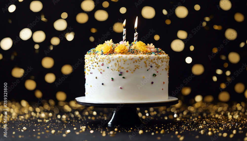 white gold celebration flowers sprinkles themed birthday luxurious confetti minimalist background cake golden surrounded topped black party food candle sweet gift white gold celebration flowers sprinkles themed birthday luxurious confetti minimalist background cake golden surrounded topped black party food candle sweet gift