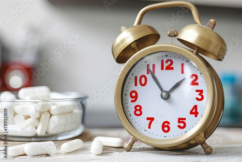 alarm clock with pause sign take a break concept menopause and hormone therapy metaphor