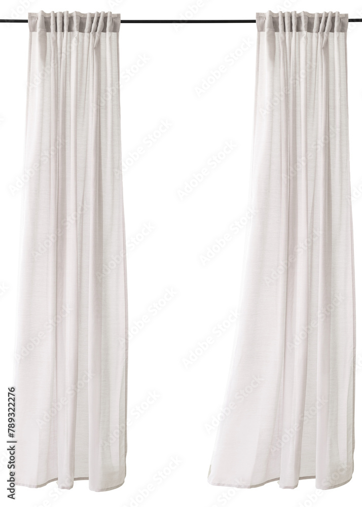 Pink drapery hanging from a curtain rod design element Pink drapery hanging from a curtain rod design element