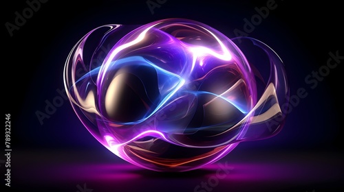 Pulsing Electromagnetic Plasma Sphere in Mesmerizing Blue and Purple Energy Field - Futuristic Science Concept Artwork