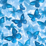 Seamless background with blue butterflies. Vector illustration for your design