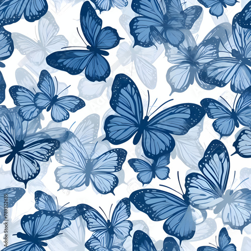 Seamless pattern with blue butterflies. Vector illustration for your design